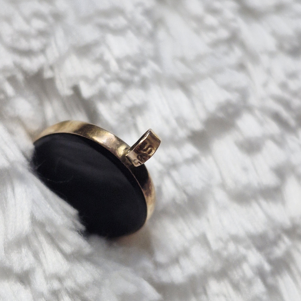 Vintage 14k Gold Onyx Sailboat Pendant - Picture 8 of 10